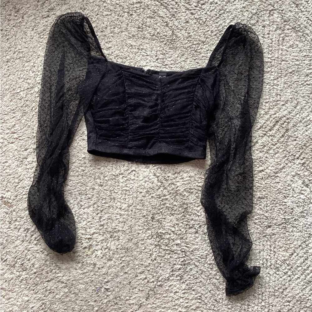 Windsor black Long sleeve crop top. Small.